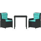 vidaXL Komplet za jedilnico v vrtu 3 pcs Črna Poly ratan | Shoptok.si