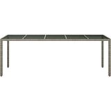 vidaXL Vrtna jedilna miza Siva 250x100x75 cm Poli ratan | Shoptok.si