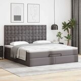 vidaXL Otomanski posteljni okvir z vzmetnico siv 160x200 cm um. usnje | Shoptok.si