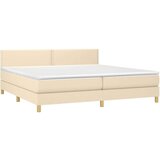 Krevet s oprugama i madracem krem 200 x 200 cm od tkanine | shoptok.hr