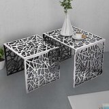 Furnova Dve Kvadratni Mizici Aluminij Srebrne Barve, (21914929) | Shoptok.si