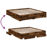  Posteljni okvir s predali dimljen hrast 200x200 cm inž. les | Shoptok.si
