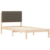vidaXL Posteljni okvir z oblazinjenim vzglavjem Taupe 90 x 190 cm | Shoptok.si