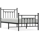 Maison Chic Kovinski Posteljni okvir - Enojna postelja - Postelja za odrasle z vzglavjem in vznožjem črn 80x200 cm, (21696894) | Shoptok.si