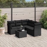 Maison Chic Seti vrtnega pohištva - Vrtna garnitura - Vrtni pohištvo set 6-delna z blazinami črna poli ratan, (21804244) | Shoptok.si