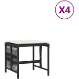  Vrtni taburei s jastucima 4 kom crni 41x41x36 cm od poliratana | shoptok.hr