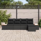 vidaXL set od 5 komada vrtnog kauča s jastučićima Crni Poli Ratan Akacija | shoptok.hr