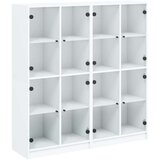 vidaXL Knjižna omara z vrati bela 136x37x142 cm inženirski les | Shoptok.si