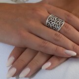  Široki prsten s ažuriranim uzorkom, srebrne boje | shoptok.hr