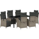 vidaXL 7-delni set vrtne jedilnice siva poli ratan | Shoptok.si