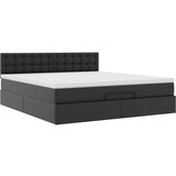 vidaXL Otomanski posteljni okvir z vzmetnico črn 180x200 cm um. usnje | Shoptok.si