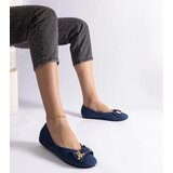 Gemre Navy blue ballet flats adorned with a bow and brooch Esdras | shoptok.hr
