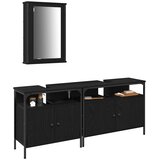  Kupaonske jedinice s umivaonikom 3 pcs Crna Konstruirano drvo | shoptok.hr