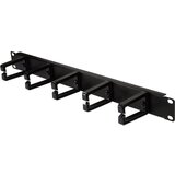 Logilink 19 cable management bar 1U with 5 turnable plastic brackets, black, OR104B