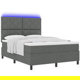 vidaXL Boks postelja z vzmetnico in LED temno siva 140x190 cm tkanina | Shoptok.si
