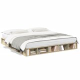 Furnova Posteljni okvir sonoma hrast 200x200 cm inženirski les, (21943043) | Shoptok.si
