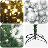  Umjetno božićno drvce s kuglicom 150 cm 150 LED lampica - 150 cm s LED-ima i srebrnim lopticama | shoptok.hr