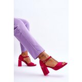 VINCEZA Suede High Heel Sandals With Cubic Zirconia Fuchsia Aniya | shoptok.hr