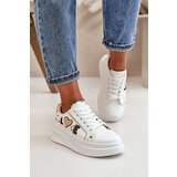 Kesi Women's platform sneakers with decorative inscription White Orlian Cene