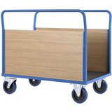 eurokraft pro ploski voziček z lesenimi stenami, nakladalna površina dxš 1250 x 720 mm, polno elastična | Shoptok.si
