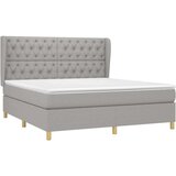  Box spring postelja z vzmetnico svetlo siva 160x200 cm žamet, (20788888) | Shoptok.si