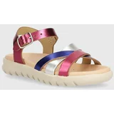 Geox Otroški usnjeni sandali SANDAL SOLEIMA vijolična barva