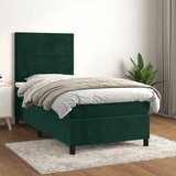 Box spring krevet s madracem tamnozeleni 90x190 cm baršunasti | shoptok.hr