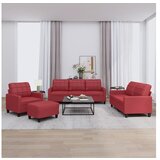 vidaXL 4-dijelni set sofa s jastucima crvena boja vina od umjetne kože Cijene
