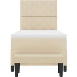 vidaXL Box Spring Postelja z Vzmetnico in Klopjo Bež 90x190 cm Tkanina, (22080944) | Shoptok.si