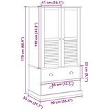  Ormar VIGO 90 x 55 x 170 cm od masivne borovine | shoptok.hr