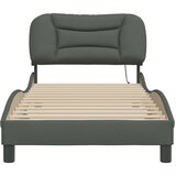 vidaXL Posteljni okvir z LED lučkami temno siv 90x200 cm tkanina | Shoptok.si