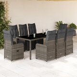 vidaXL Vrtna bistro garnitura 9-delna z blazinami siv poli ratan | Shoptok.si