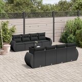 Maison Chic Seti vrtnega pohištva - Vrtna garnitura - Vrtni pohištvo set 9-delna z blazinami črn poli ratan, (21805067) | Shoptok.si