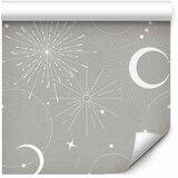  Tapeta - Cosmic Fireworks - Elegant pattern with moons and stars on a gray background. 50x1000 Premium | shoptok.hr