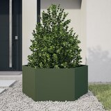  Vrtna sadilica maslinastozelena šesterokutna 104x90x45 cm čelik | Eponuda.com