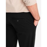 Ombre Men's chino pants with decorative waistband - black | Shoptok.si