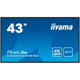 Iiyama LFD LH4341UHS-B2 43" Professional Digital Signage display with 4K UHD resolution and 24/7 3840x2160 16:9 500cd 1200:1 8ms landscape, portrait LH4341UHS-B2 | ePonuda.com