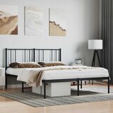  Metalni okvir za krevet s uzglavljem crni 140x200 cm | shoptok.hr