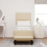 vidaXL Postelja s podnožjem z vzmetnico in klopjo kremna 80x200 cm tkanina, (22083824) | Shoptok.si