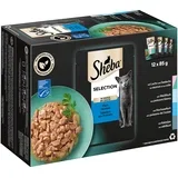 pakiranje Sheba različice v vrečkah za ohranjanje svežine 24 x 85 g - Selection v omaki (losos in morski losos; bela riba; plava riba; polenovka)