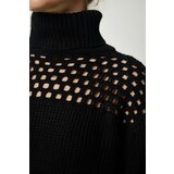  Women's Black Turtleneck Openwork Knitwear Sweater | Eponuda.ba