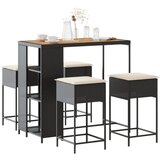 The Living Store Vrtna barska garnitura 5-delna z blazinami črn poli ratan - Vrtna Barska Garnitura, (21479927) | Shoptok.si