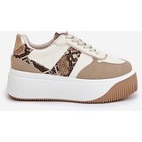 Boto Womens Sneakers On Chunky Platform Animal Print Beige Telanila | Shoptok.si