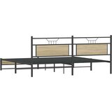 Metalni Kovinski posteljni okvir brez vzmetnice sonoma hrast 193x203 cm, (21829379) | Shoptok.si