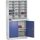 Pavoy urejevalna in sortirna postaja, z omaro s krilnimi vrati, svetlo siva / encijan modra | Shoptok.si