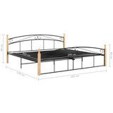 Kovina Posteljni okvir črna kovina in trdna hrastovina 200x200 cm | Shoptok.si