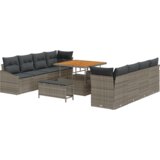 vidaXL 11 Komada Vrtni Set Sofas s Jastucima Sivi Poly Rattan | shoptok.hr