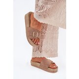 Boto Women's Platform Sandals With Gold Buckle Dark Beige Selira | Eponuda.ba