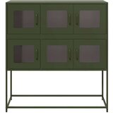 vidaXL Komoda maslinastozelena 100,5x39x107 cm hladno valjani čelik | shoptok.hr