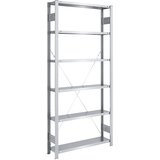 eurokraft pro Skladiščni sestavljiv regal, pocinkan, lahka izvedba, višina regala 2500 mm, osnovni regal, širina x globina 1000 x 300 mm | Shoptok.si